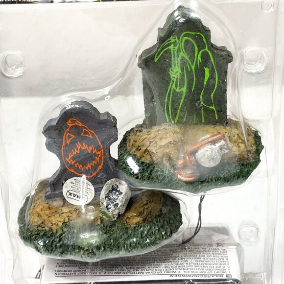 Lemax Spooky Town Halloween Lighted BACKLIT TOMBSTONES Set of 2  24467- **READ** - Picture 2 of 7